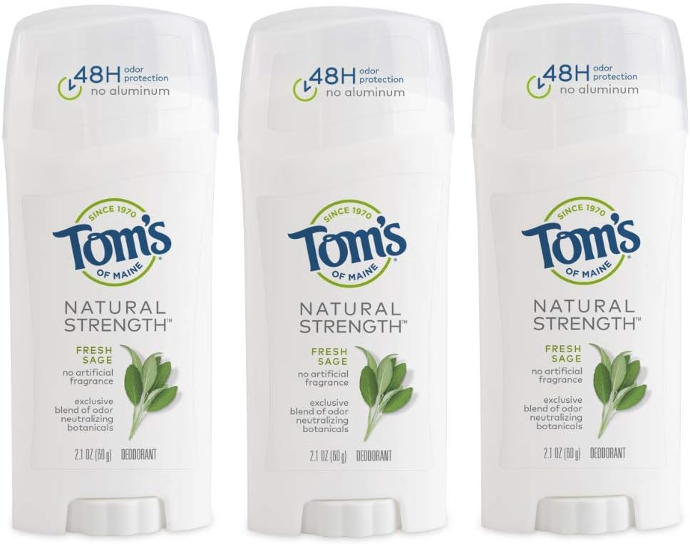 Tom's of Maine Natural Strength Aluminum-Free Deodorant for Women, Fresh Sage, 2.1 oz. 3-Pack
