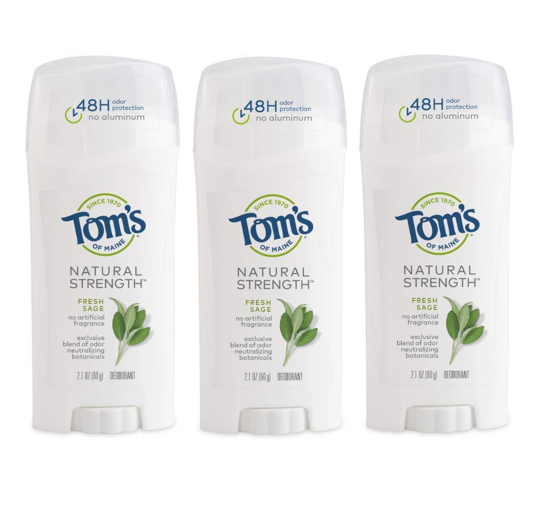 Tom's of Maine Natural Strength Deodorant, Natural Deodorant, 48-Hour Odor Protection, Fresh Sage, 3 Pack : Beauty