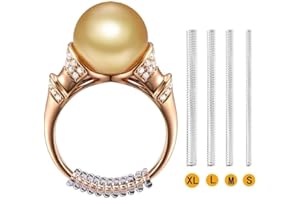 AIOMISKO Ring Size Adjuster for Loose Rings, General 4Pcs Coil Design, Clear Invisible Ring Reducer Guards, hold ring in place，Fit Women Men Ring, Gift with Silver Polishing Cloth, Comfortable Reusable