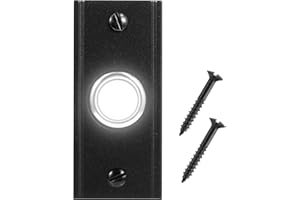 RANERVZ Doorbell Push Button, Gold Heavy Duty Metal Door Bell Wired Button LED Lighted Wall Mounted Door Bell Push Buttons-Black