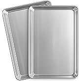 JoyTable Aluminum Baking Sheet Set, Quarter Sheet Pan, Commercial Quality Cookie Sheets for Baking or Roasting Non-Stick, Warp Resistant Aluminum 9 x 13 Baking Pan
