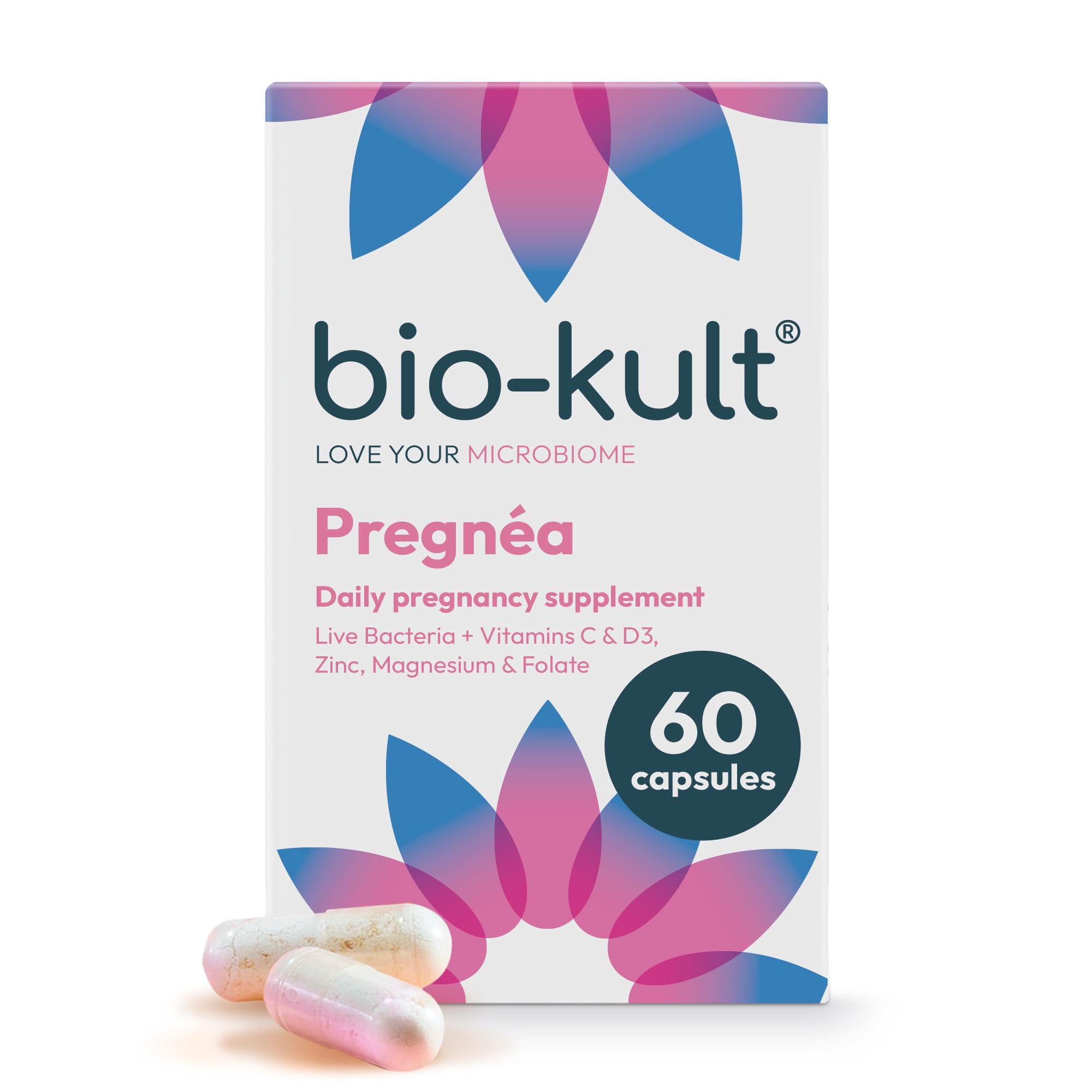 Bio-Kult Pregnéa | 6 Strains + Folic Acid, D, C, Zinc, Magnesium | Prenatal & Postnatal Probiotic Support | 60 Capsules