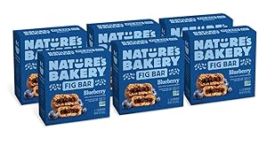 Nature’s Bakery Whole Wheat Fig Bars, Blueberry, Real Fruit, Vegan, Non-GMO, Snack bar, 6 boxes with 6 twin packs (36 twin packs)