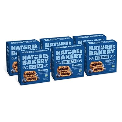 Nature&rsquo;s Bakery Whole Wheat Fig Bars, Blueberry, Real Fruit, Vegan, Non-GMO, Snack bar, 6 boxes with 6 twin packs (36 twin packs)