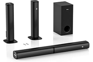 Wohome 2 in 1 Detachable Sound bar with Subwoofers, 4.1 Channel Bluetooth Sound Bar for Smart TV, Home Theater Surround Sound System, Optical,HDMI-ARC, USB Input, Bass Adjust, Remote/Button Control