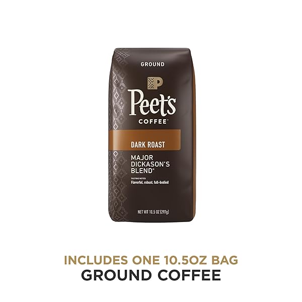 PEET’S COFFEE, DARK ROAST GROUND COFFEE – MAJOR DICKASON’S BLEND 10.5 OUNCE BAG