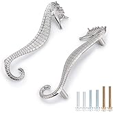 JUXYES Beach Ocean Theme Seahorse Shaped Drawer Handle Pulls, Marine Style Dresser Drawers Pulls Zinc Alloy Coastal Metal Dec