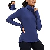 baleaf Women's Thermal Turtleneck Tops Long Sleeve Shirts Ski Base Layer with Integrated Neck Face Mask Thumbholes