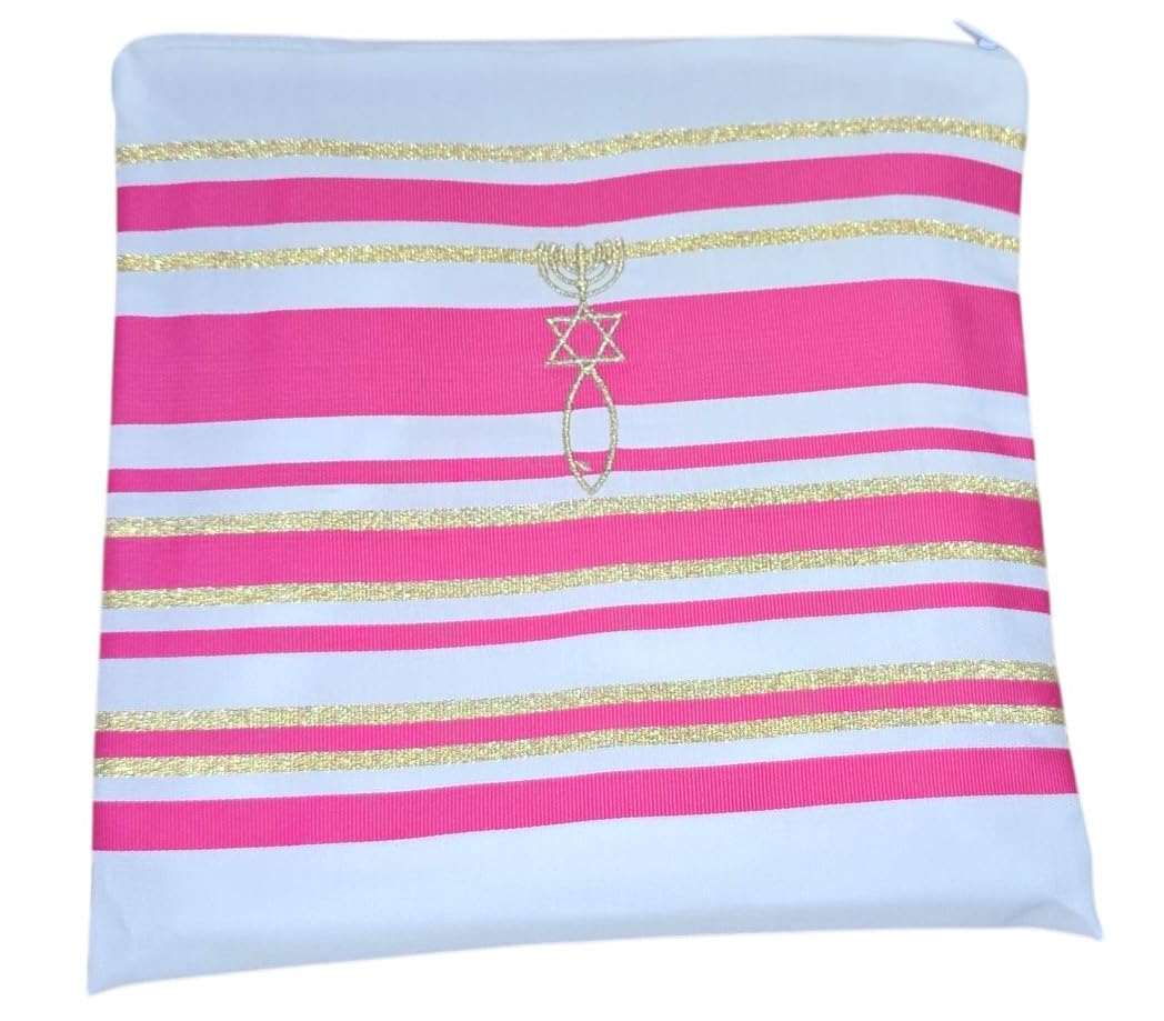 Bethlehem Gifts TM Bethlehem Gifts Tallit Prayer Shawl, Messianic, 72" x 22" - Pink -