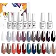 Vishine Gel Nail Polish Set - 22 Classic Colors, 8ml with No Wipe Base and Top Coat, 24 PCS Soak Off Gel Nail Starter Kit