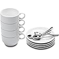 AOZITA Espresso Cups and Saucers with Espresso Spoons, Stackable Espresso Mugs,12-piece 2.5-Ounce Demitasse Cups (Protective Packaging)