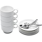 Aozita Espresso Cups and Saucers with Espresso Spoons, Stackable Espresso Mugs,12-piece 2.5-Ounce Demitasse Cups (Protective 