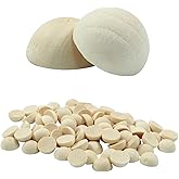 Hitefu 200pcs Mini Half Wooden Beads, Unfinished Round Split Half Wood Balls Bulk for Craft Paint DIY Christmas Ornament Projects, 1/2 Inch Natural Wood Color Half Sphere Ornaments (12mm)