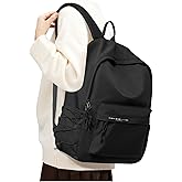 BJLFS Small Black School Backpack for Girls Women Waterproof High School Book Bag Cute Backpack for Men Teens Boys, Lightweight Simple Middle School Back Pack Daypack Gift