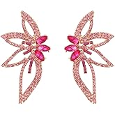 Huge Butterfly Studs Earrings Boho Vintage Rhinestone Statement Earrings Angel Wings Crystal Earrings Shiny Leaf-shaped Flower Stud Earrings Wedding Jewelry Gifts for Women