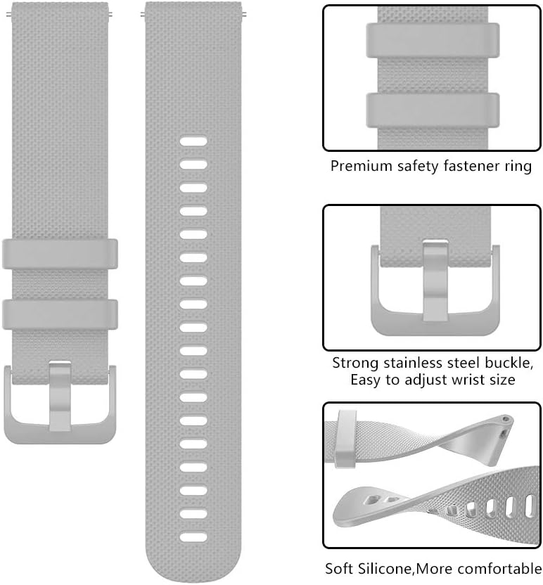 ISABAKE 20mm Watch Strap for Garmin Vivoactive 6/5/3/Forerunner 55/165/245/645, Silicone Replacement Band for Women Men - Image 4