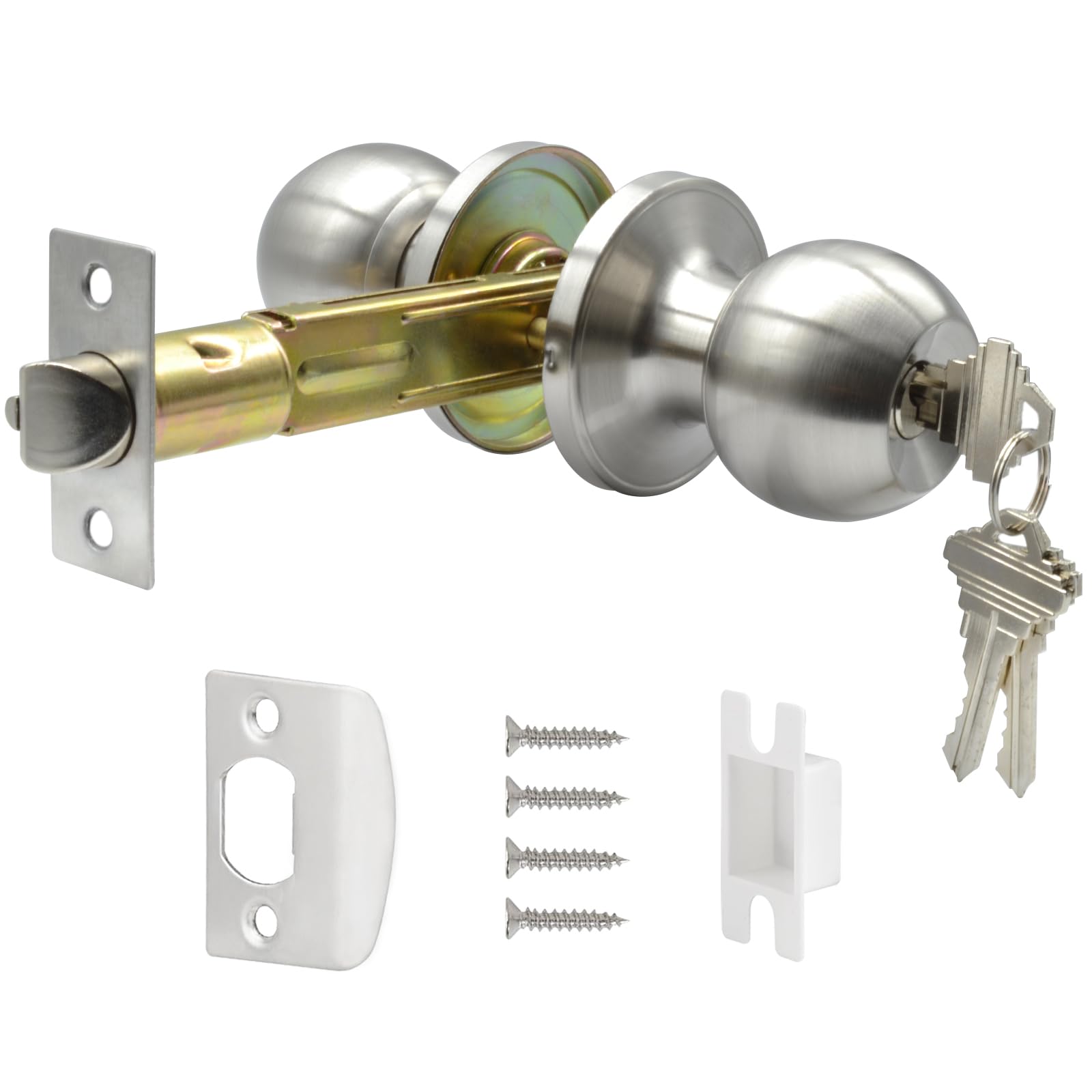 TPard 5" Backset Latch Keyed Entry Door Knob with