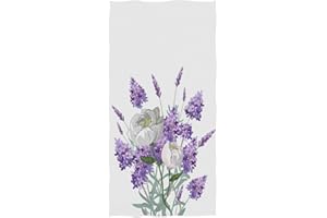 Wamika Lavender and Peony Bouquet Hand Towels Purple Flowers Bath Bathroom Towel Multipurpose Fingertip Towels Highly Absorbent for Bath,Hand,Face,Gym,Spa,30 X 15 Inch