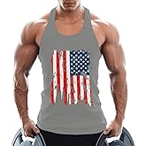 InleaderStyle Men's American Flag Tank Tops Y-Back Sleeveless Muscle Stringer Graphic Gym Workout USA Tank