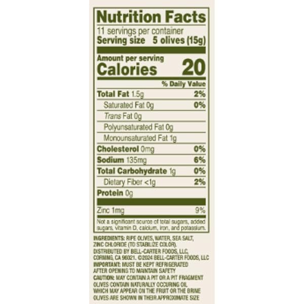 LINDSAY CRAFTED MEDIUM GREEN RIPE PITTED OLIVES, PACK OF 12, 6OZ CANS