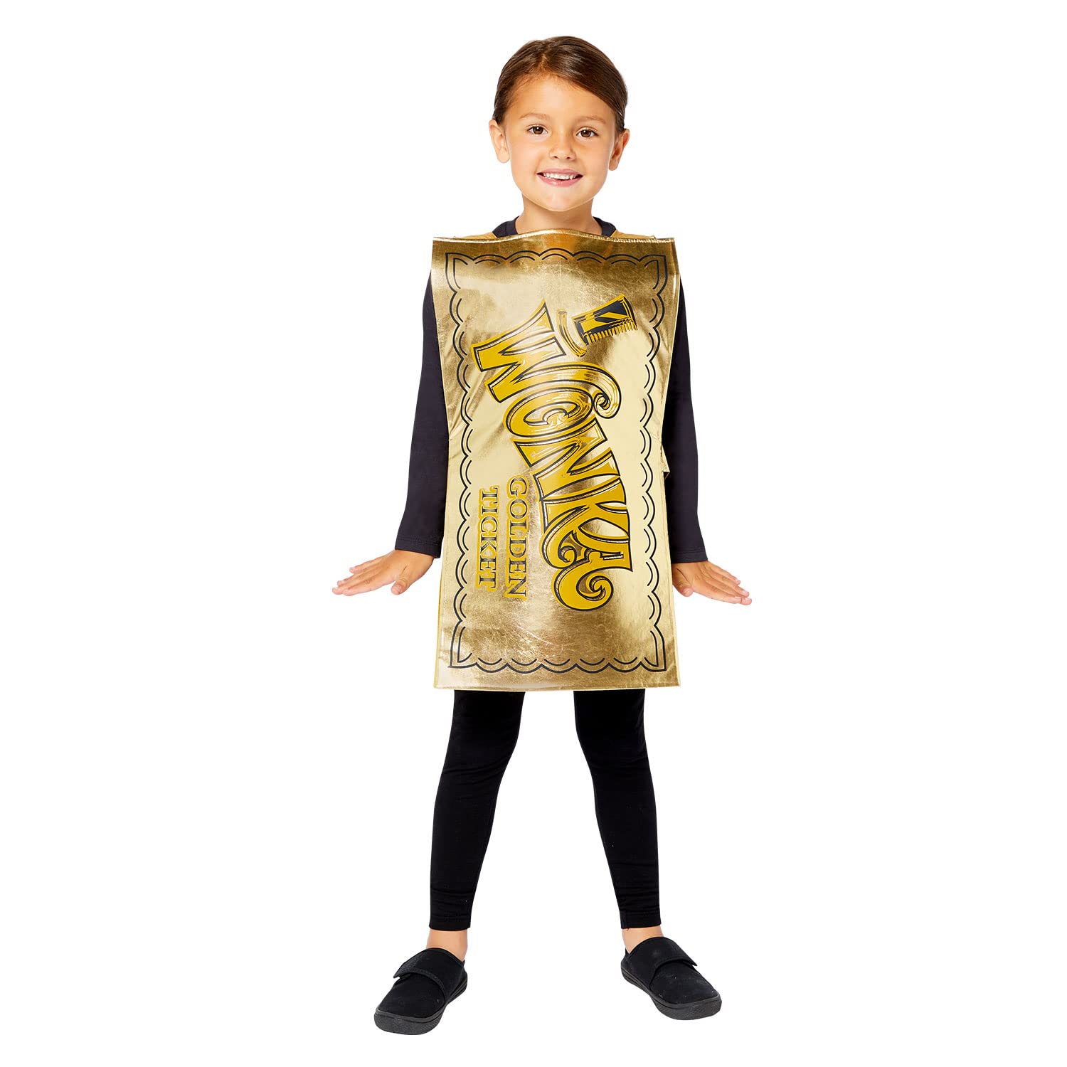 Amscan 9908993 Childs Official Warner Bros. Licensed Willy Wonka Golden Ticket Tabard Fancy Dress Chocolate Factory Costume (8-12 years)