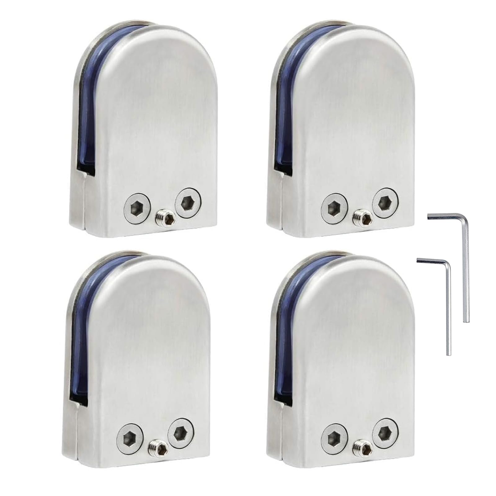 Discoball 4 x (10-12mm) Stainless Steel 304 Glass Clamp Bracket Holder for Window Balustrade Stair Handrail- (4-pack) - Upgraded