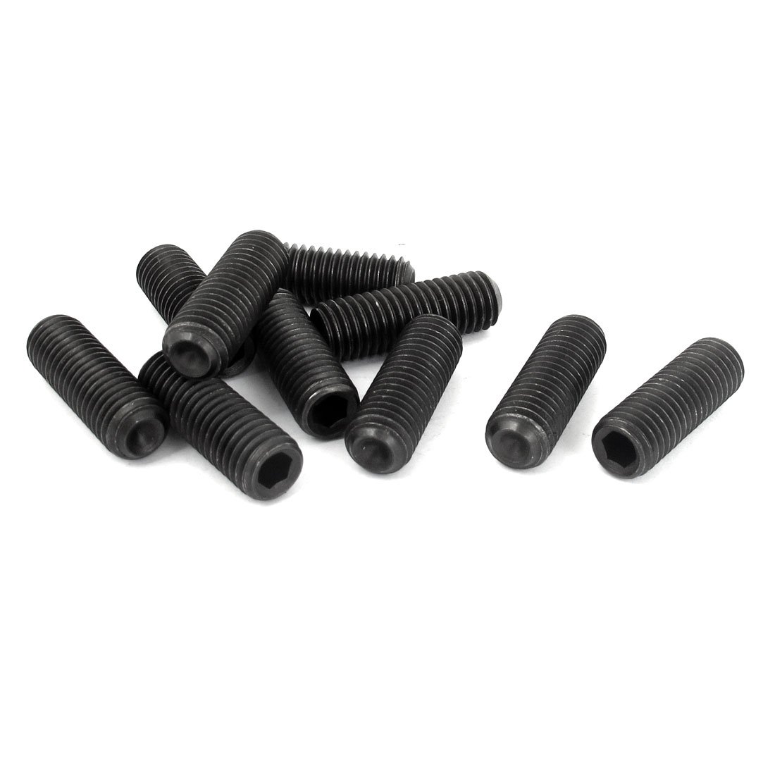 Sourcingmap M10 x 30mm 1.5mm Pitch Hex Socket Set Cup Point Grub Screws Black 10pcs