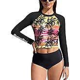 BesserBay Women's UPF 50+ Long Sleeve Rashguard Swimming Crop Top