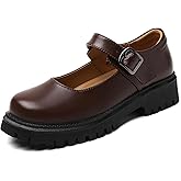 XMM Platform Mary Jane Shoes Women Black Chunky Mary Janes for Women Flats Comfort Ladies Dressy Casual School Cute Mary Janes Work Shoes