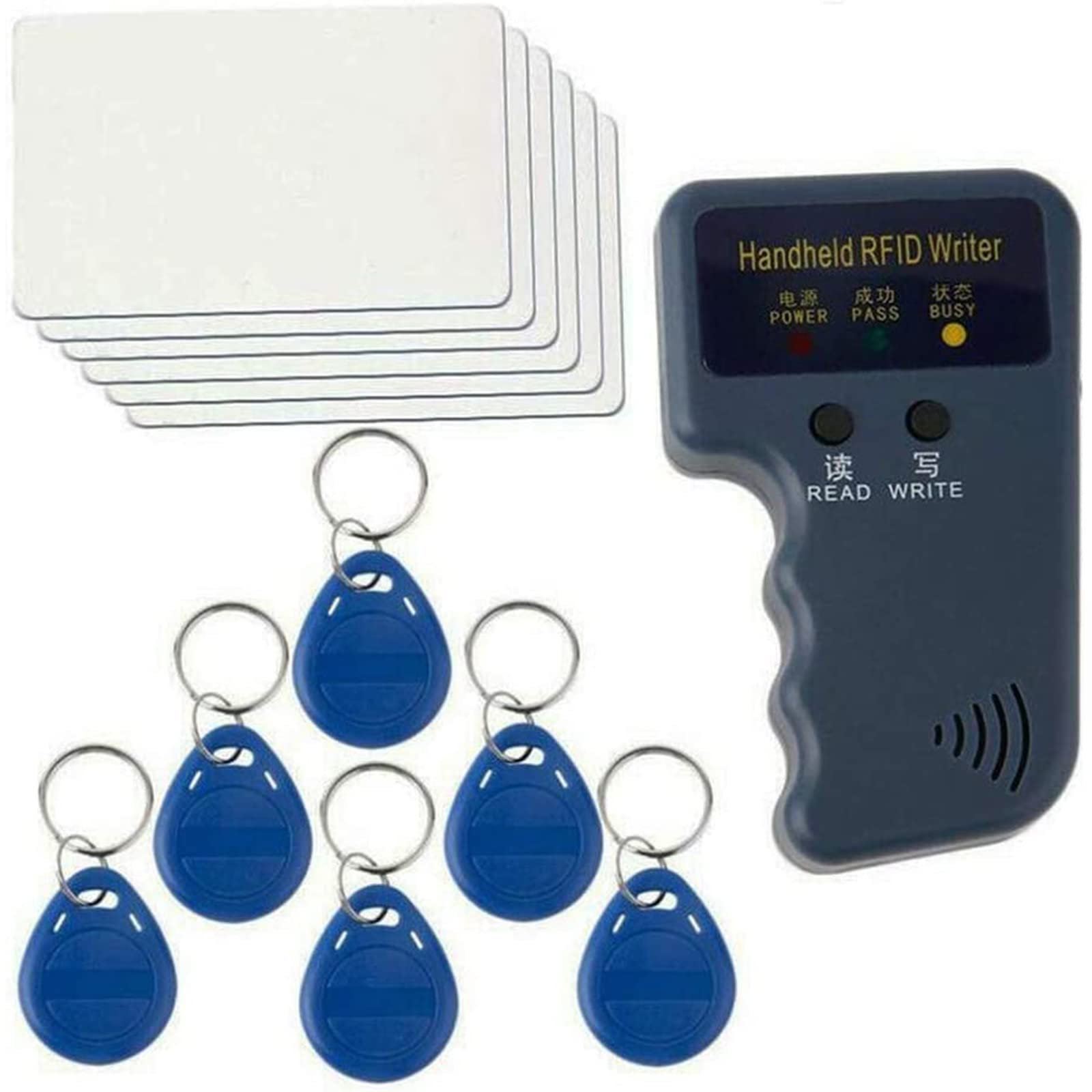 MACHSWON Access Control Card Replicator Set 125KHz Handheld RFID ID Copier/Reader/Writer Card Alarm Systems with 6 cards and 6 buttons Key Cards Token Tags Programmer
