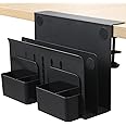 MAXECHO Desk Side Storage, Under Desk Laptop Mount, Table Side Hanging File Organizer, No Drill Clamp On Cable Management Tray, Laptop Holder with Magnetic Pen Holder for Office and Home, Load 22 Lbs