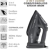 Tower T22008G CeraGlide Cordless Steam Iron Ceramic Soleplate Grey view 2