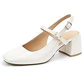AprCoco Womens Mary Jane Chunky Low Heels Pumps Square Toe Buckle Strap Wedding Party Dress Shoes
