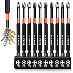 10-Pack Phillips Bits #2 Impact, 4-Inch Long
