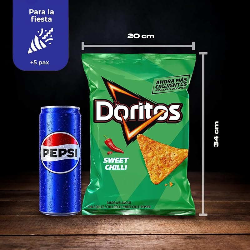 Chilli, Nachos con sabor picante a chilli, Producto de Aperitivo, bolsa individual, 140gr