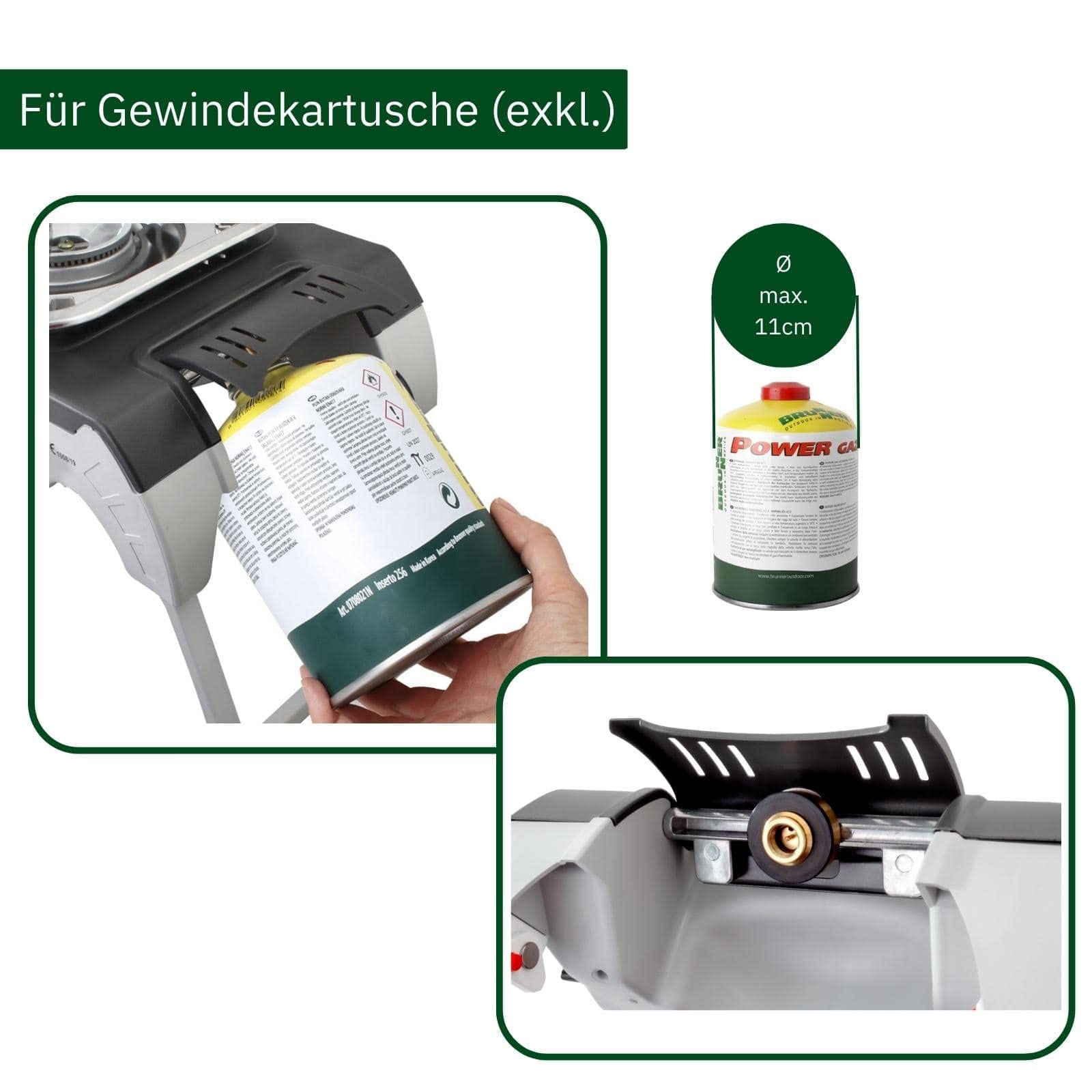 Brunner 0708014N Devil 450 Tragbarer Camping-Gaskocher, faltbar, Verwendung mit Kartuschen mit Gewinde von 450 g, Leistung 2,4 kW, mit Transportkoffer, Grau 4