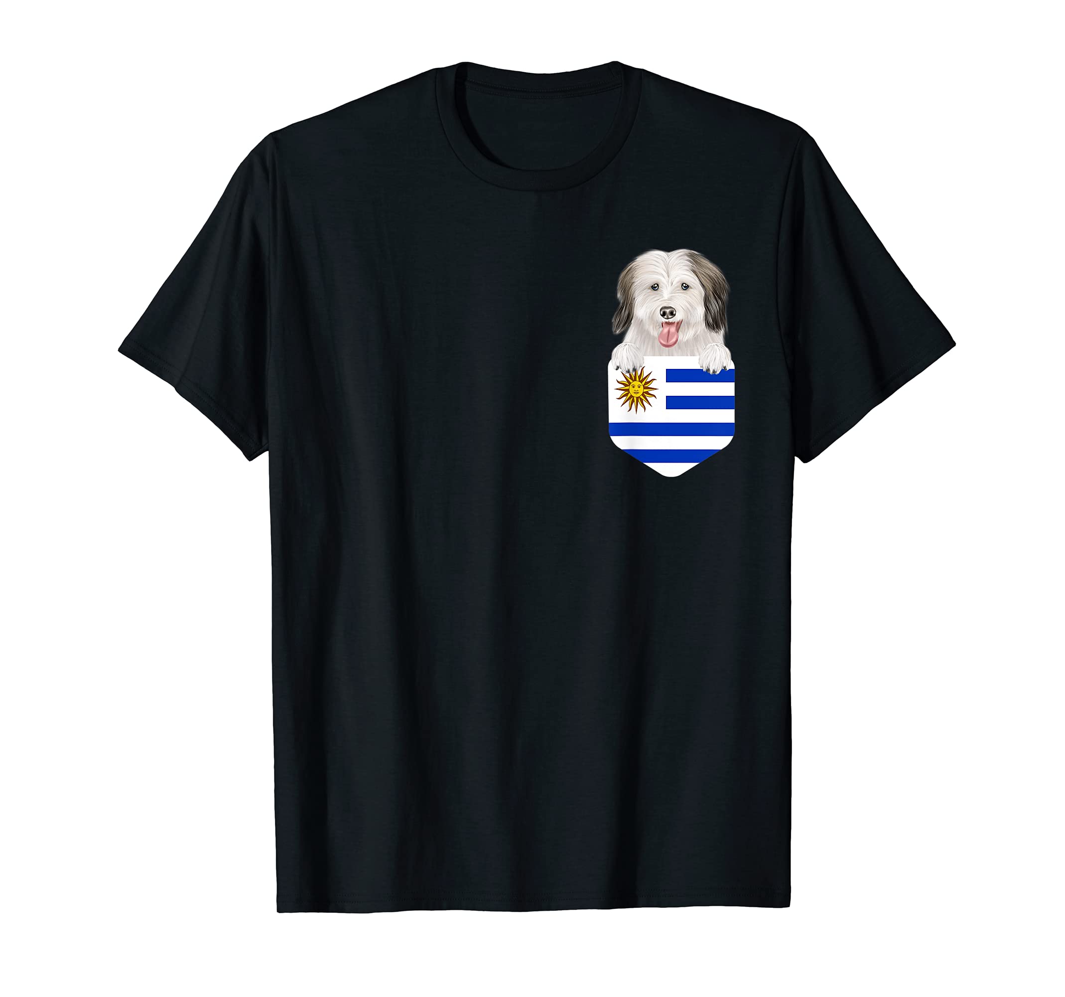 Uruguay Flag Coton de Tulear Dog In Pocket T-Shirt