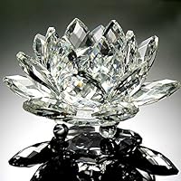 Bigfanshu Home Decor Lotus Crystal Glass Figure Paperweight Ornament Feng Shui Decoration Collection