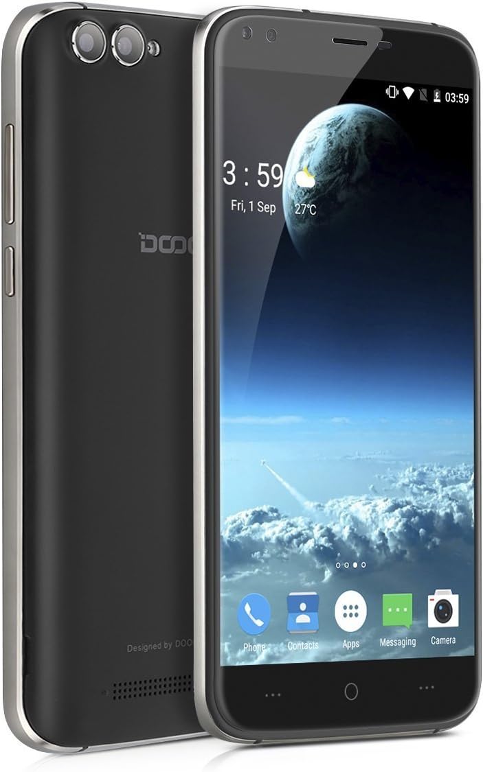 DOOGEE X30 – 5.5 HD Screen Android 7.0 3G Smartphone, Dual Rear Cameras + Dual Cameras (5MP + 8MP + 5MP + 8MP), 1.3GHz Quad Core CPU 2GB RAM 16GB ROM, 3360 MAH(Black)