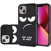 LEEGU for iPhone 13/14 Case, Cute [Don't Touch My Phone] Shockproof Dual Layer Heavy Duty Protective Silicone Plastic Cover for Girls Women Boys Men Phone Case (iPhone 13/14 6.1-inch)