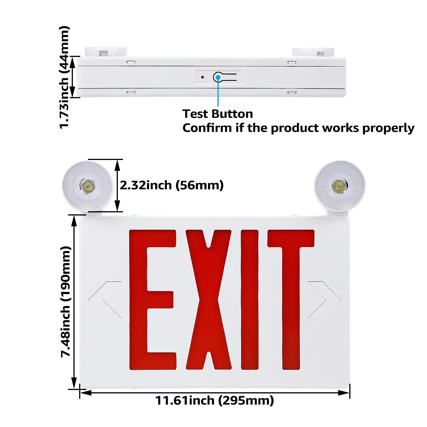 Super Saturday TORCHSTAR Red LED Exit Sign With UL Listed ... exit sign wiring diagram 120v 277v 