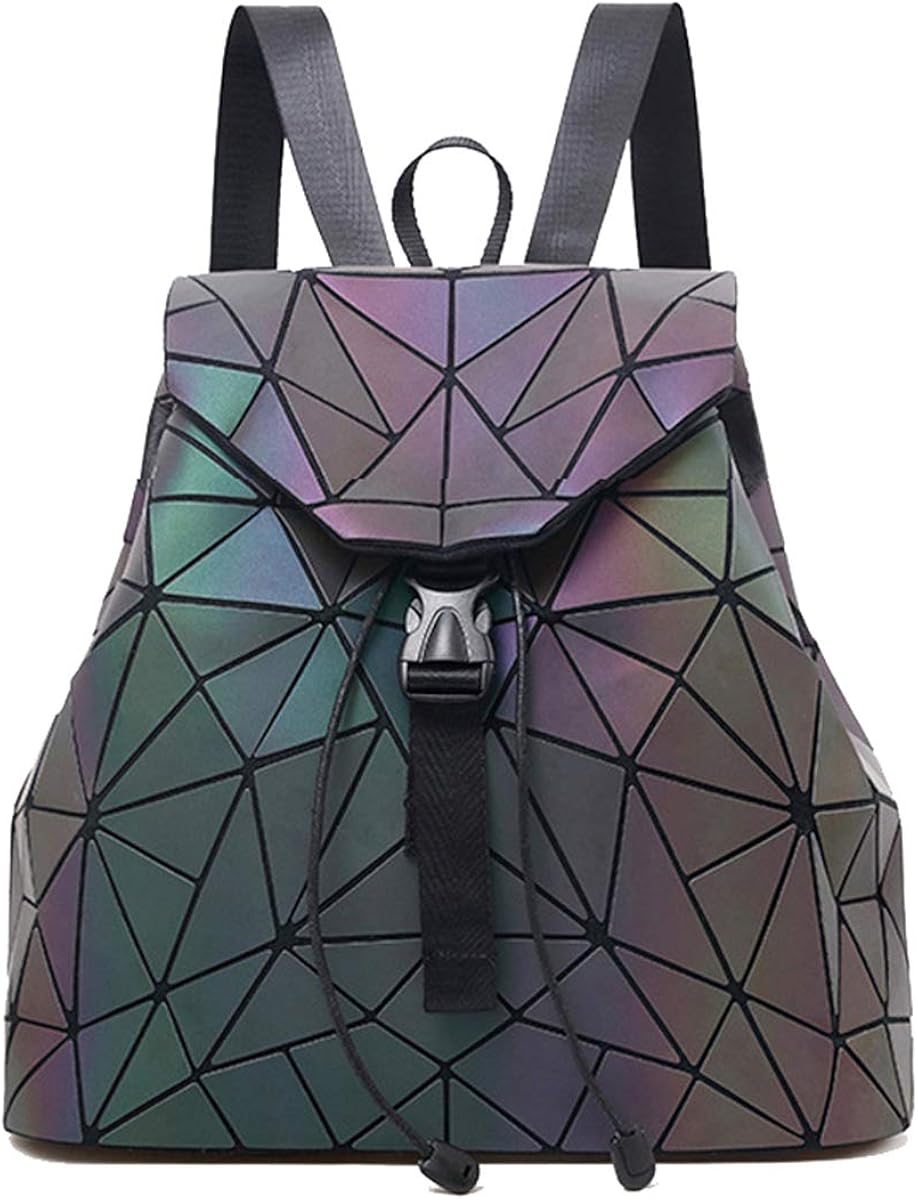 Women Leather shoulder bags Geometric Backpacks Diamond Lattice