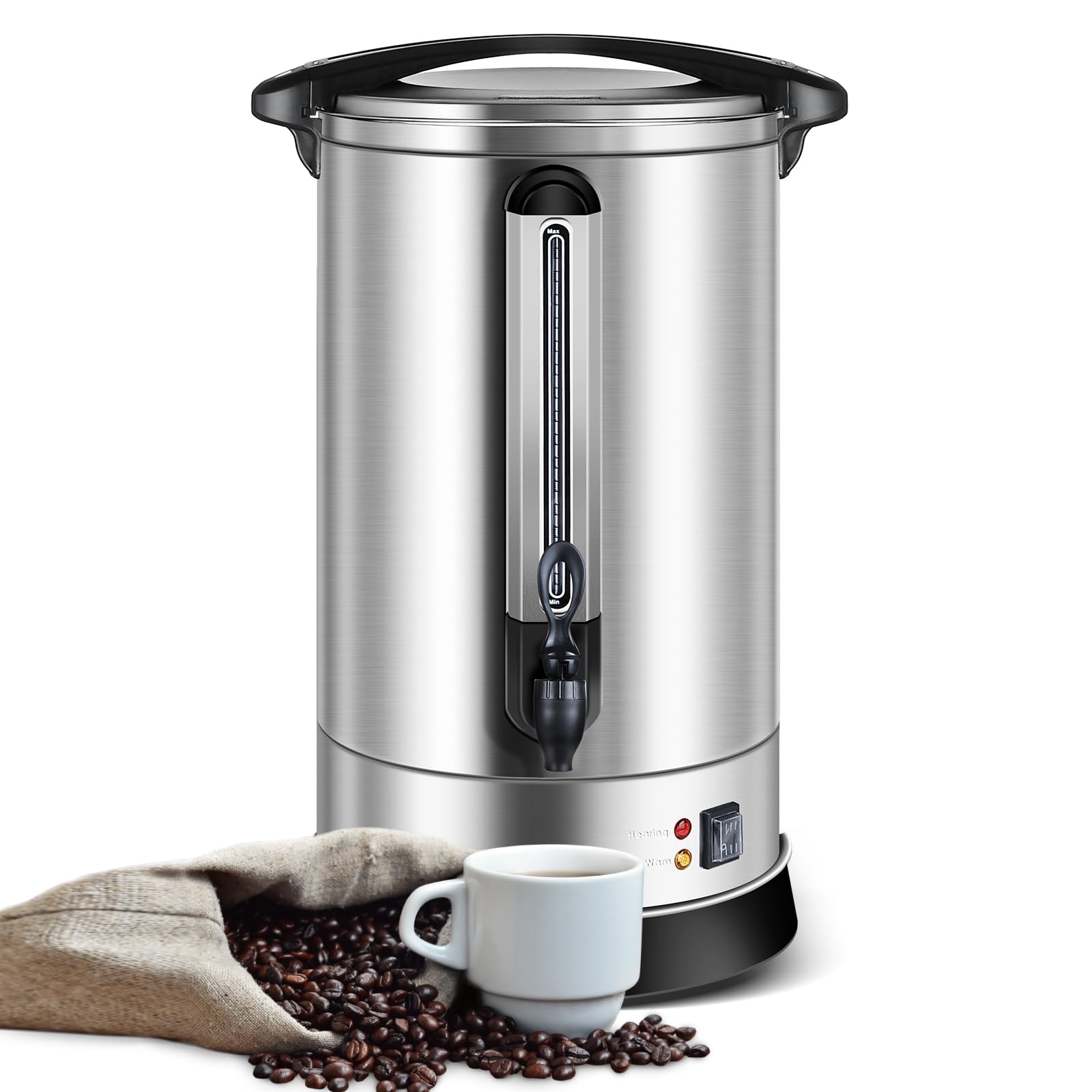 Photo 1 of HOMOKUS Commercial Coffee Urn, 120 Cup Extra Large Hot Water Urn, 18L Silver Double Wall Stainless Steel Large Coffee Urns, 1500W Quick Brew Commercial Coffee Percolator Electric for Gatherings