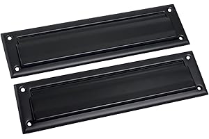 QCAA Solid Brass Mail Slot, with Solid Brass Interior Back Plate, 13" x 3.625", Matte Black, 1 Pack, Made in Taiwan