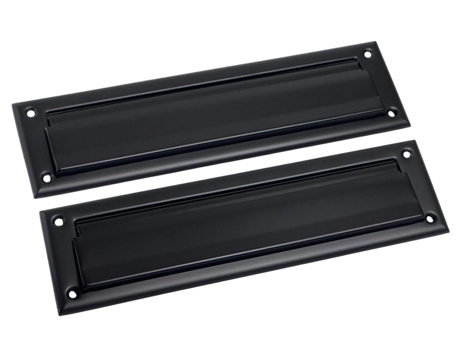 QCAA Solid Brass Mail Slot, with Solid Brass Interior Back Plate, 13" x 3.625", Matte Black, 1 Pack, Made in Taiwan