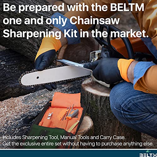 Chainsaw Sharpener Kit, Chainsaw Teeth Sharpener for 14/16/18/20 Inch One/Two Holes. Safest/Fastest Manual Chainsaw Blade Sharpener Tools. Compact Design Chainsaw Tool Pouch. Unique Chainsaw File Set