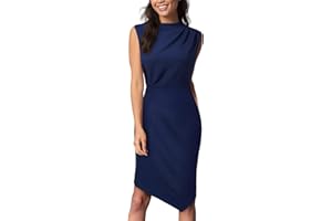 AISIZE Women's Retro Sleeveless High Neck Business Bodycon Pencil Dress