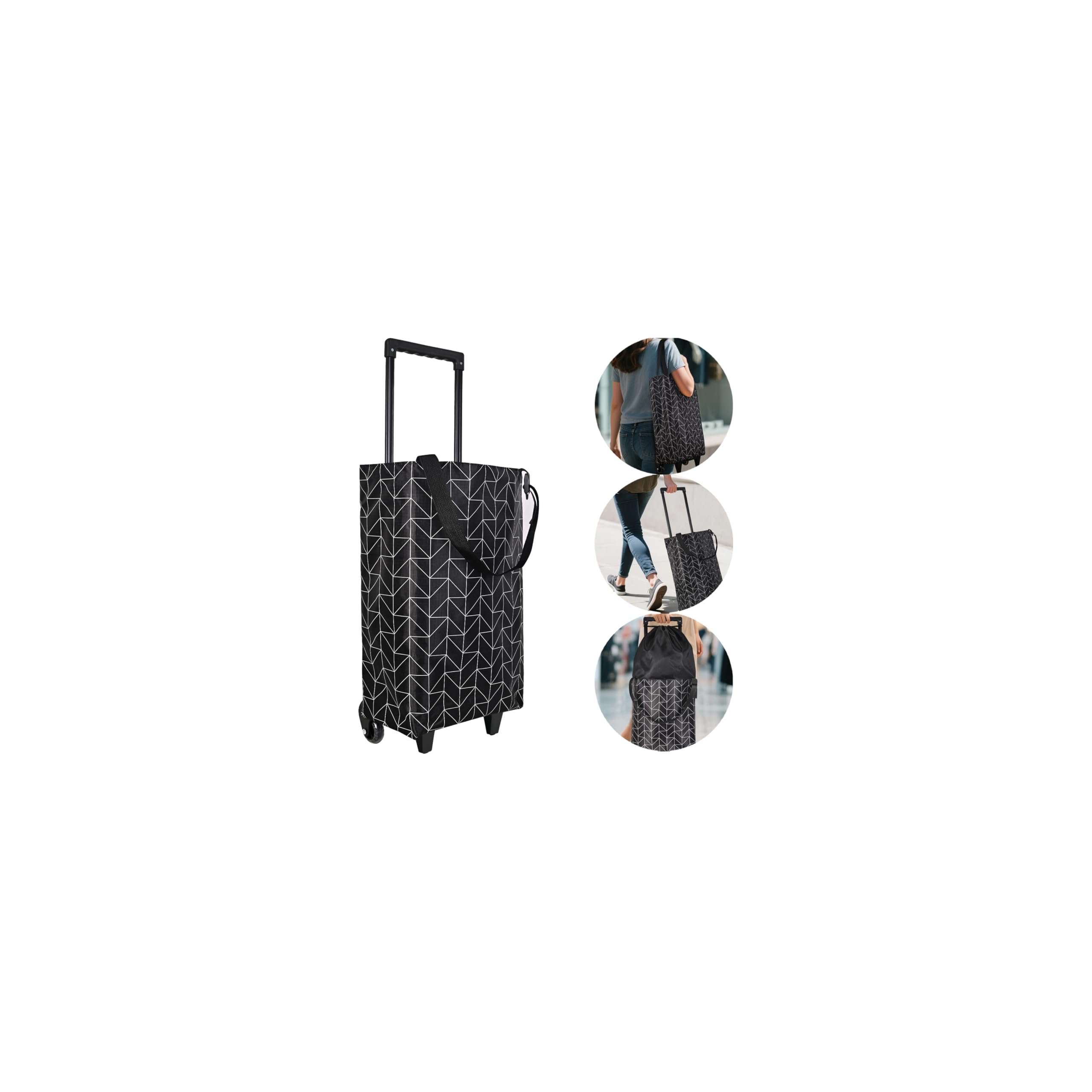 Photo 1 of *MINOR DAMAGE - USED*
Small Collapsible Shopping Cart,Shopping Cart with Wheels,Folding Portable Waterproof Rolling Bag,Trolley Tote Stair Climbing for Traveling,Gift for Women&Older (Black&Expandable Bag)