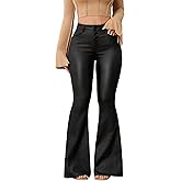 Lover Premium Faux Leather Pants for Women PU Mid Waist Skinny Pant Black Leather Leggings Flare Pants