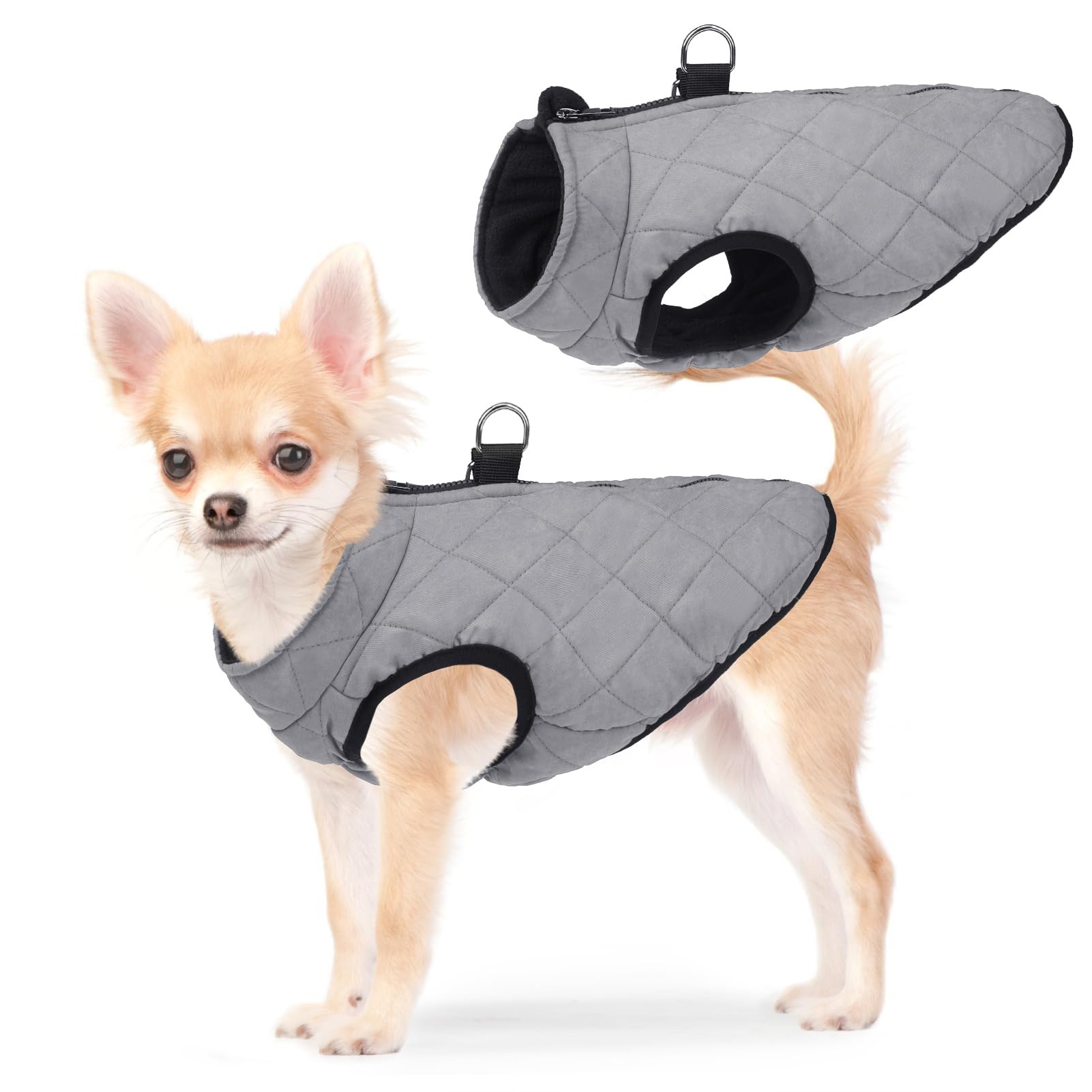 Photo 1 of SCENEREAL Winter Dog Vest Coat with Harness Built in, Warm Dog Jacket, Small Medium Dogs Cold Weather Coats with Zipper, Fleece Puffer Vest Windproof Snow Clothes for Puppy Pet